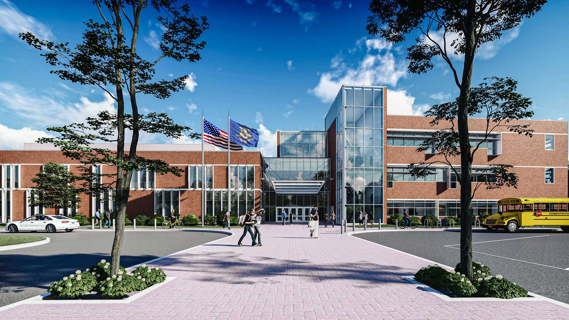 ファーミントンの新高校の完成予想図。
